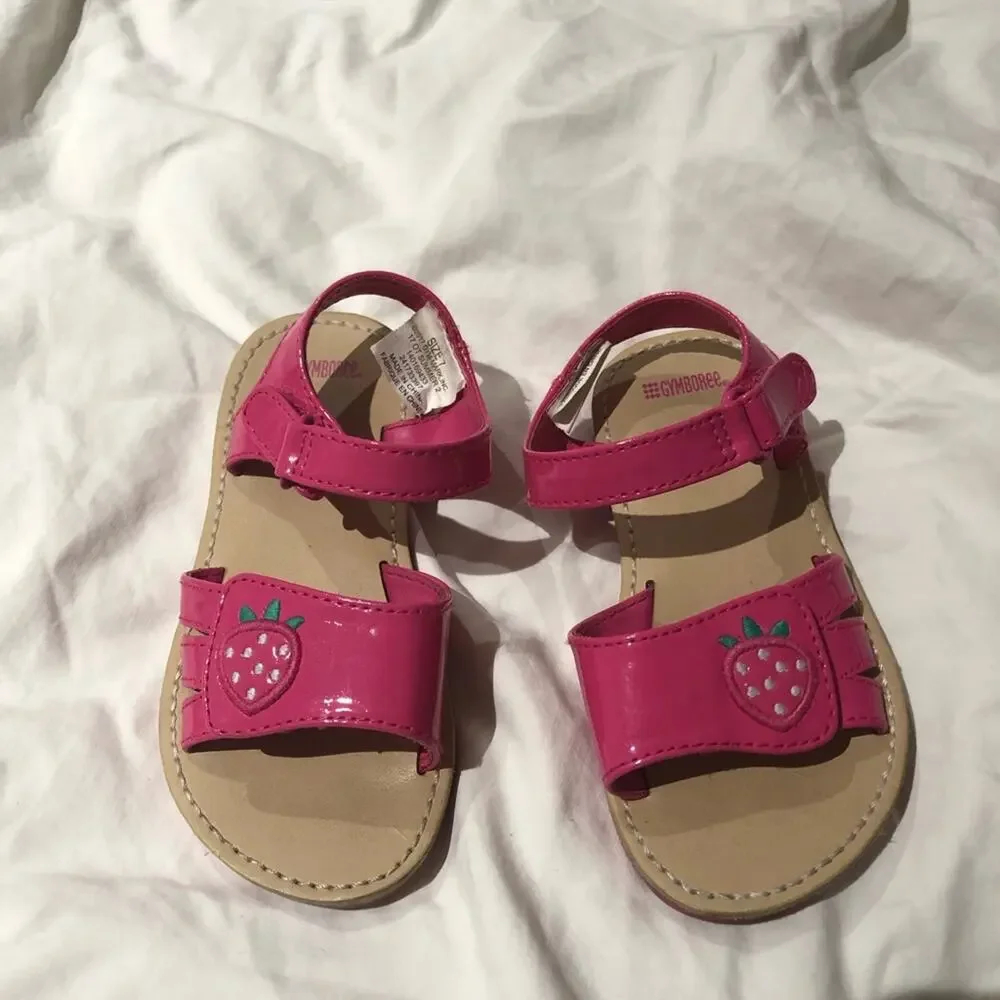 Gymboree 7 hot pink strawberry sandal worn once